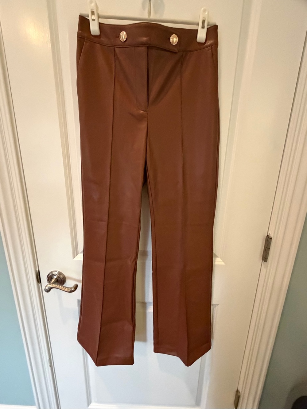 LOFT Brown Faux Leather Boot Flare Pants